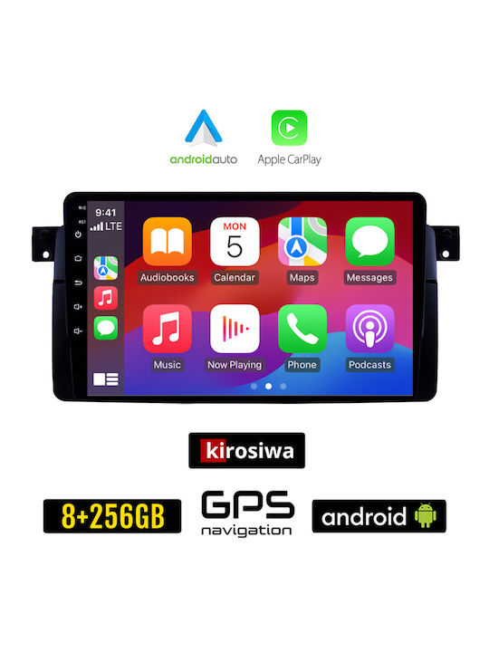 Kirosiwa Car-Audiosystem für BMW Serie 3 (E46) / M3 1998-2005 (Bluetooth/USB/WiFi/GPS/Apple-Carplay/Android-Auto) mit Touchscreen 9"