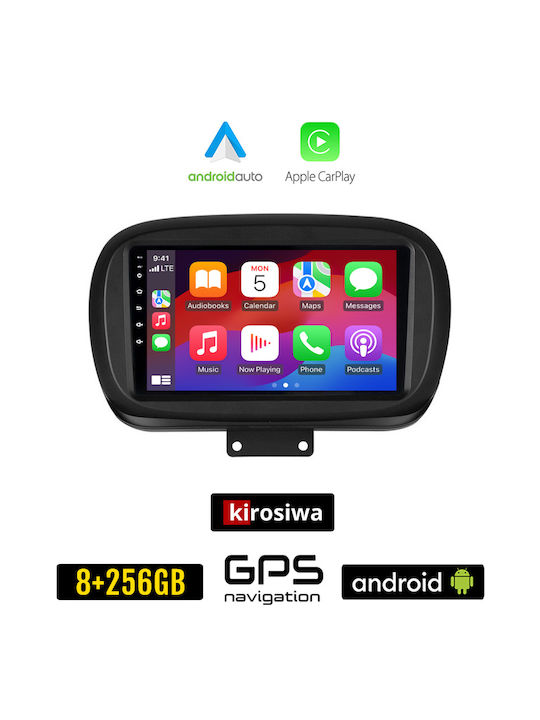 Kirosiwa Auto-Audiosystem für Fiat 500X 2014+ (Bluetooth/USB/AUX/WiFi/GPS/Apple-Carplay/Android-Auto) mit Touchscreen 9"