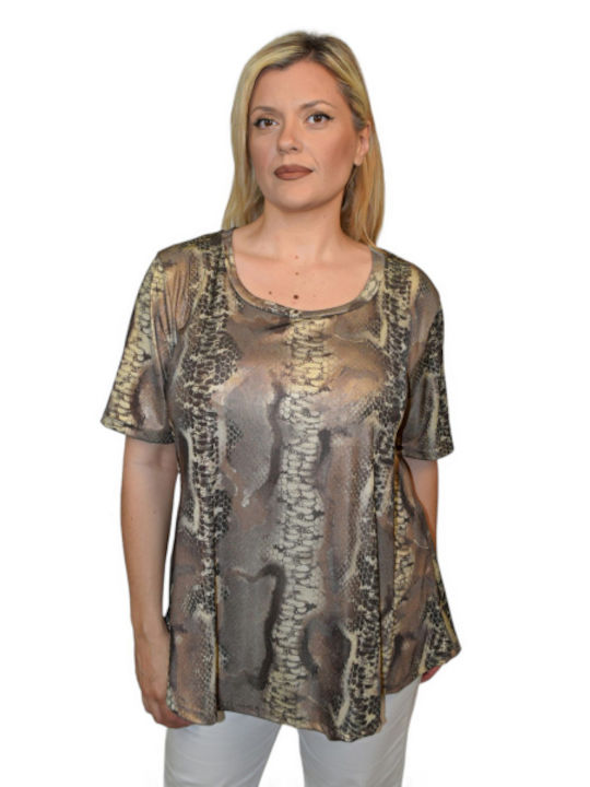 Morena Spain Women's Blouse Short Sleeve Brown