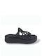 Δερμάτινα Γυναικεία Σανδάλια Flatforms Μαύρα