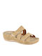 Leather Women's Flat Sandals Anatomic in Beige Color