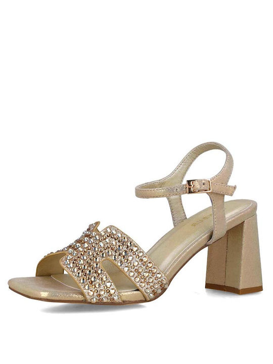 Menbur Women's Sandals Gold with High Heel