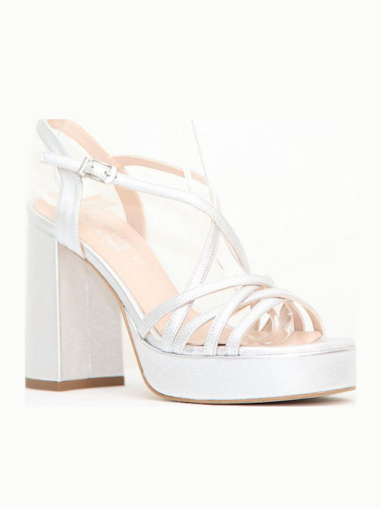 Makis Fardoulis 742-01a Women's High Heel Sandal Silver Leather