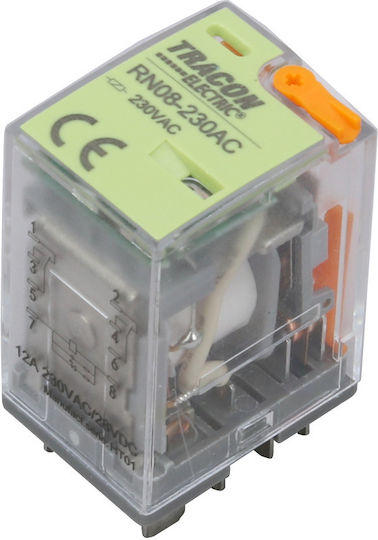 Tracon Electric Ρελέ Ράγας Ισχύος Διπολικό με Τάση 24V