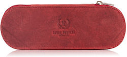 Leather Case Glasses Pencil Case Red Vintage Paolo Peruzzi T-82-hr