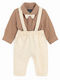 Cool Club Baby Bodysuit Set Long-Sleeved with Pants White and Grey