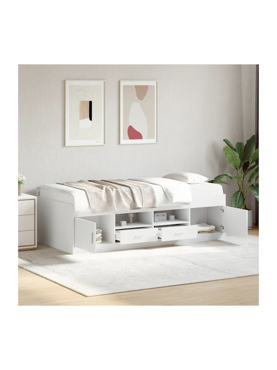 Kinderbett Bett Einzel Holz Weiß mit Lattenrost für Matratze 75x190cm