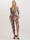 Women's High-waisted Fabric Trousers Regular Fit Floral