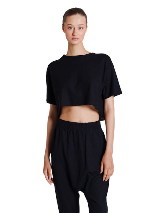 Collectiva Noir Feminin Crop Tricou Black