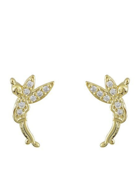 Papoulidis Jewellery Επιχρυσωμένα Παιδικά Σκουλαρίκια Καρφωτά με Πέτρες από Ασήμι