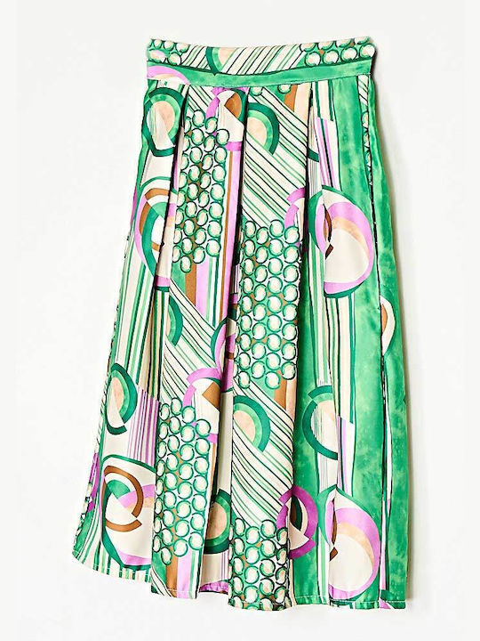 Skirt Tufted Taffeta Skirt Retro Print Green