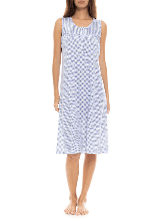 Pink Label Summer Cotton Women's Nightdress Blue