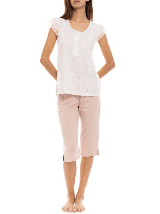 Pink Label Sommer Damen Pyjama-Set Baumwolle Pink