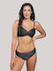 Crool 24c1-x16-766e Women's Bra Bikini Bikini Bandeau Banella Shiny Fabric Black