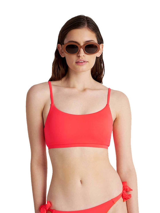 Blu4u Swimwear Bikini Top Solids Press Bust Blouse Fluo Red