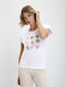 Bianca Di Γυναικείο T-shirt Floral Λευκό