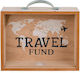 Out of the Blue Travel Fund Kids Wooden Brown Money Box 12cm 32535