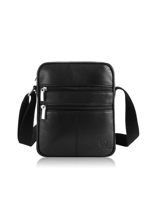 Paolo Peruzzi Leather Men's Bag Shoulder / Crossbody Black