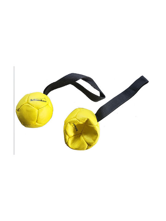 Schweikert Δερμάτινη Μπάλα Σκύλου Leather Ball Αέρα Κίτρινη 1 Λαβή 14cm