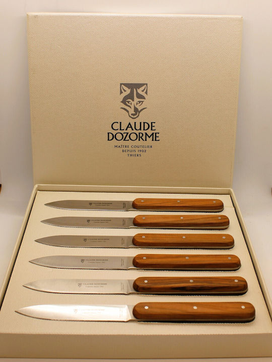 Claude Dozorme Olive Wood Μαχαίρια Φιλεταρίσματος από Ανοξείδωτο Ατσάλι 11cm 6τμχ