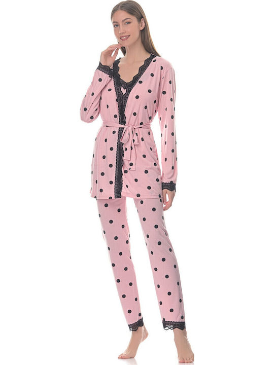 Sorrisino Sommer Damen Robe mit Pyjama Pua Rosa