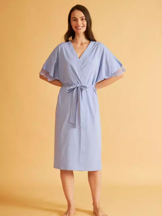 Harmony Summer Women's Cotton Robe Denim