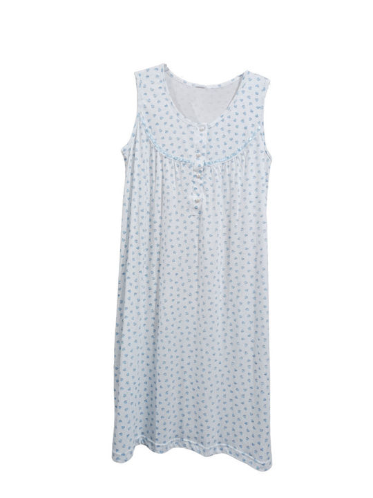 Giota Summer Cotton Women's Nightdress Blue