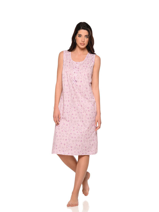 Clio Summer Cotton Women's Nightdress Pink