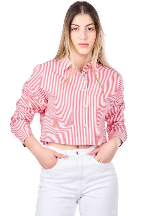 Only Women's Striped Long Sleeve Shirt Pink