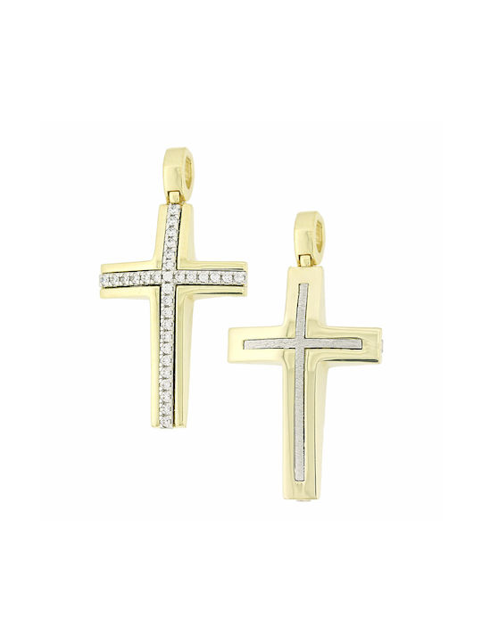 Damen Gold Kreuz 14K Beidseitig