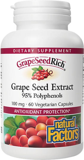 Natural Factors Гроздови семена 100мг 60 вегетариански капсули
