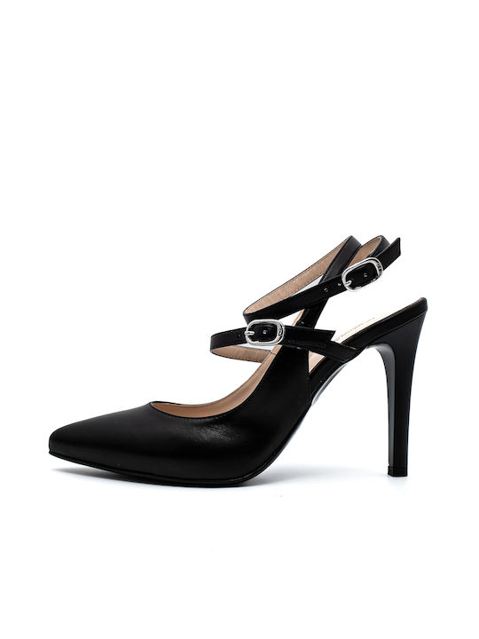 Nerogiardini Leder Pumps mit Riemchen Schwarz