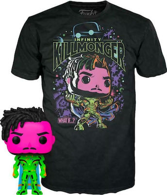 Funko Pop! Tees Marvel: Was wäre, wenn...? - Infinity Killmonger (Schwarzlicht) (XL) Wackelkopf Sonderausgabe