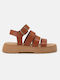 Women's Flat Sandals Flatforms in Tabac Brown Color