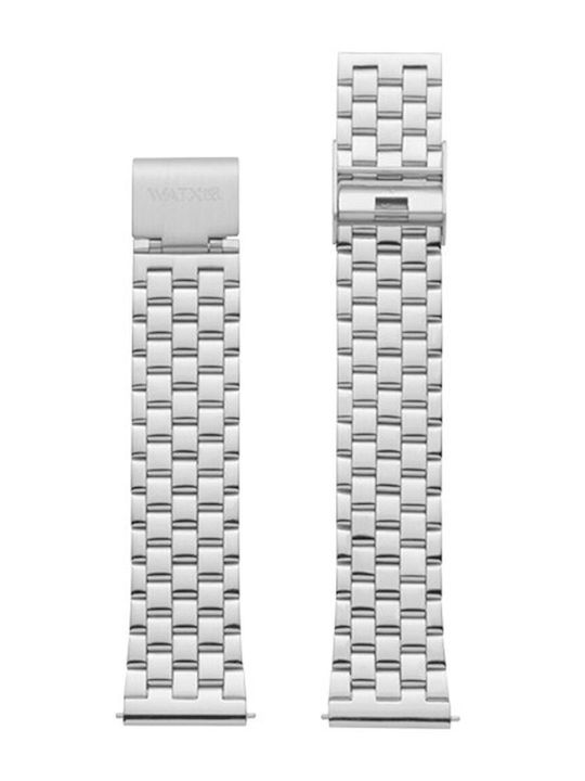 WATX & CO Μεταλλικό Μπρασελέ Ασημί 38mm