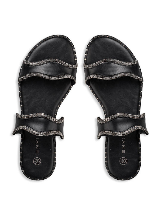 Envie Shoes Damen Flache Sandalen in Schwarz Farbe