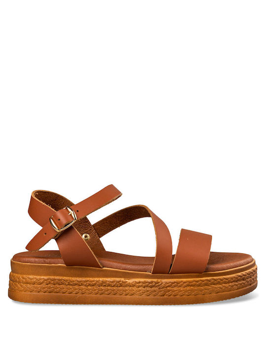 Envie Shoes Flatforms Synthetic Leather Women's Sandals Brown