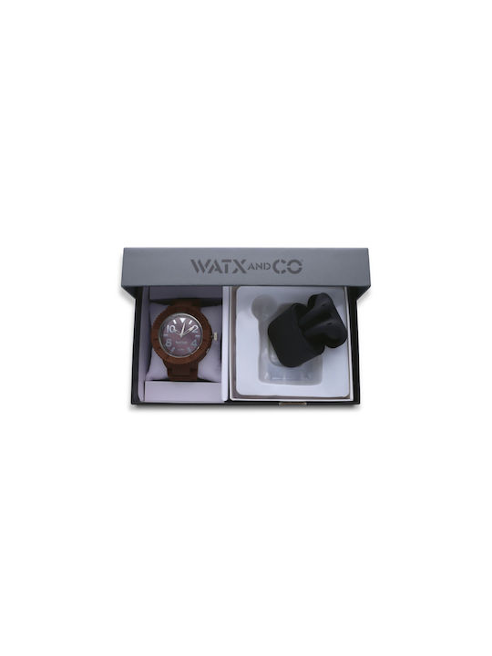 WATX & CO Uhr mit Braun Kautschukarmband