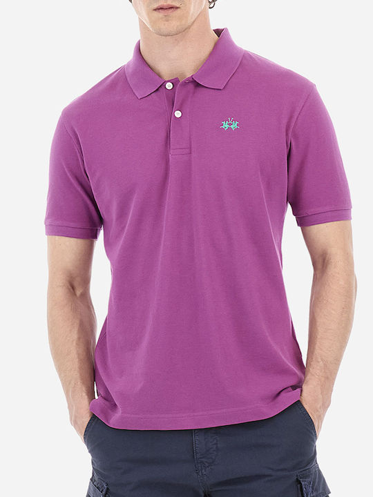 La Martina Herren Shirt Kurzarm Polo Purple