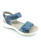 Leather Women's Flat Sandals in Blue Color