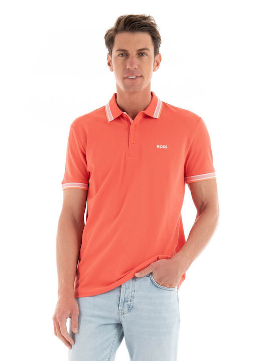 Hugo Boss Bluza Bărbătească cu Mânecă Scurtă Polo Portocaliu Roșu