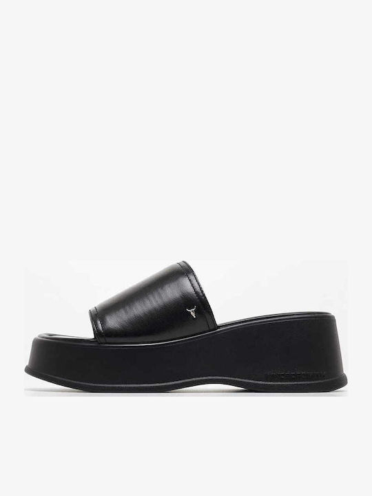 Windsor Smith Leather Women's Flat Sandals Flatforms in Black Color  0112000929