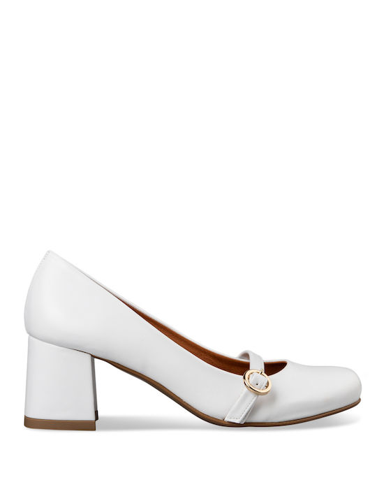 Envie Shoes White Heels with Strap