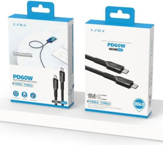 Ezra Charging USB 2.0 Cable USB-C Male - USB-C Black 1m