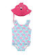Zoocchini Costum de baie pentru copii Întreg cu pălărie Albastru deschis