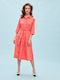 Summer Midi Shirt Dress Orange