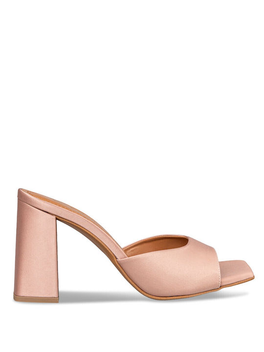 Envie Shoes Chunky Heel Mules Beige