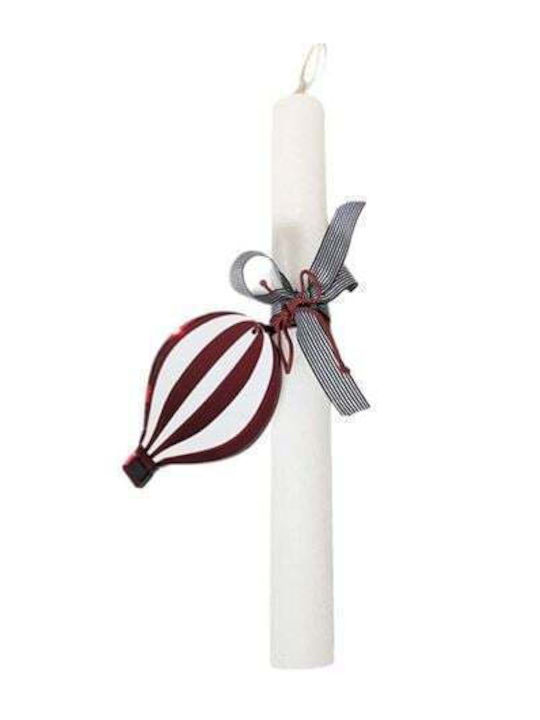 White Candle with Decorative Red Aero Cross 28.5 Cm