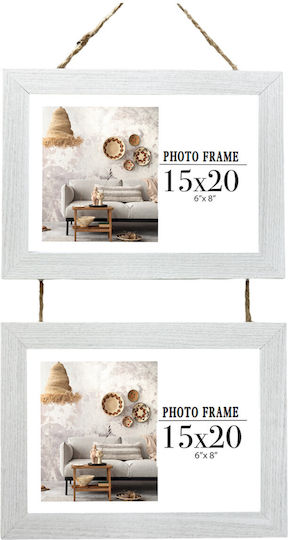 Tpster Multi Wall-Mounted Picture Frame 2 Photos Wooden With White Frame