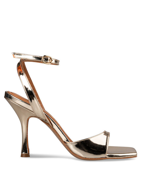 Envie Shoes Damen Sandalen mit Dünn hohem Absatz in Gold Farbe